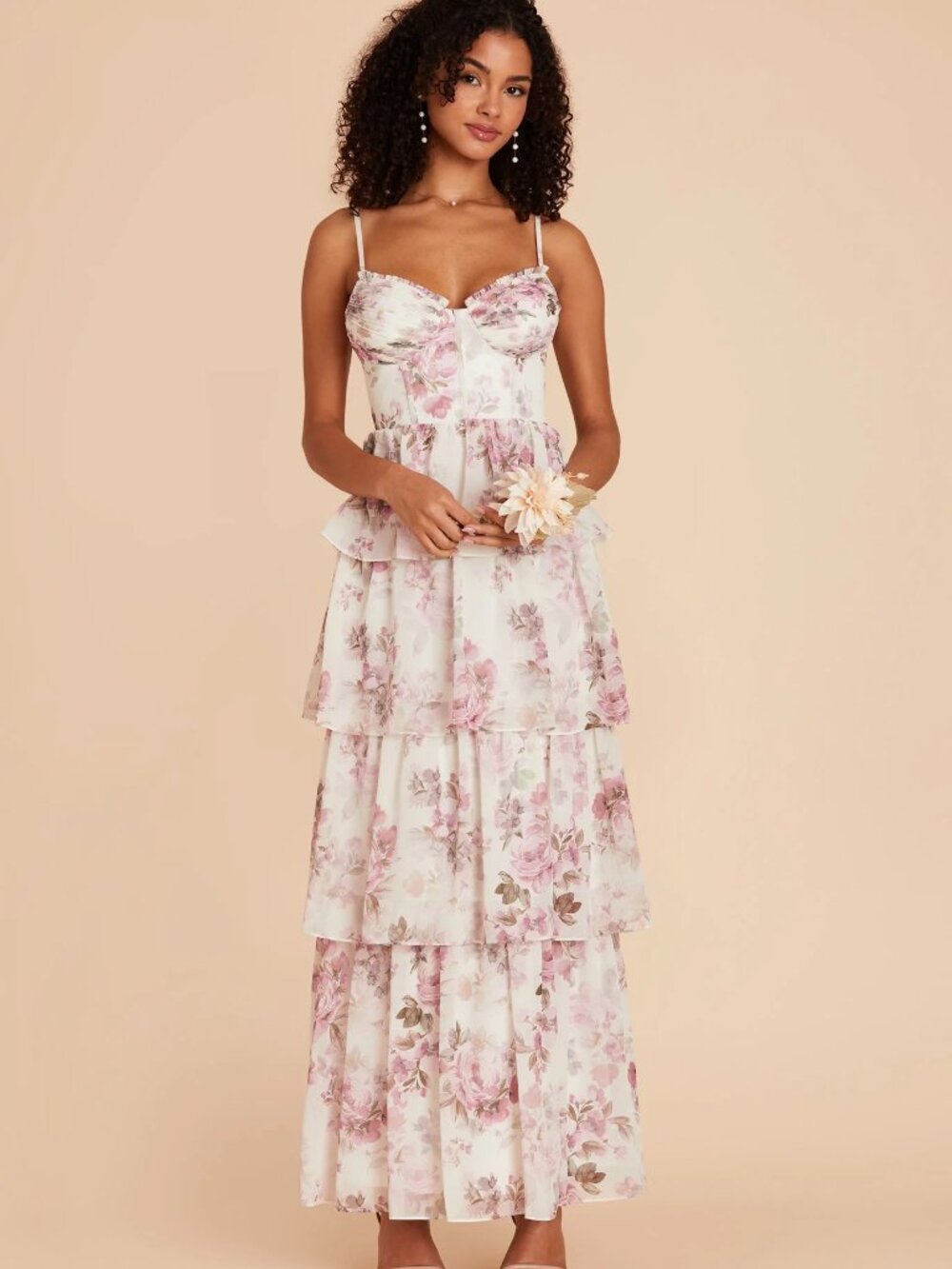 Birdy Grey Lola Dress Chiffon Dusty Pink Peonies